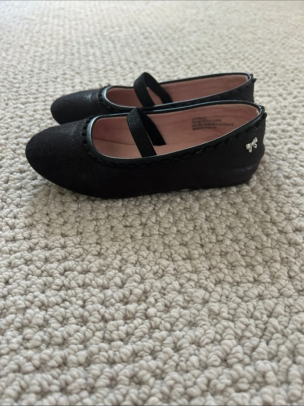 Kelly & Katie Black Girl's Mary Jane Flats with Elastic Strap